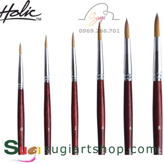 Cọ vẽ đầu tròn Holic 1999 THÂN ĐỎ, Cọ vẽ màu nước NaBii Holic 199 [ Sugi art shop]