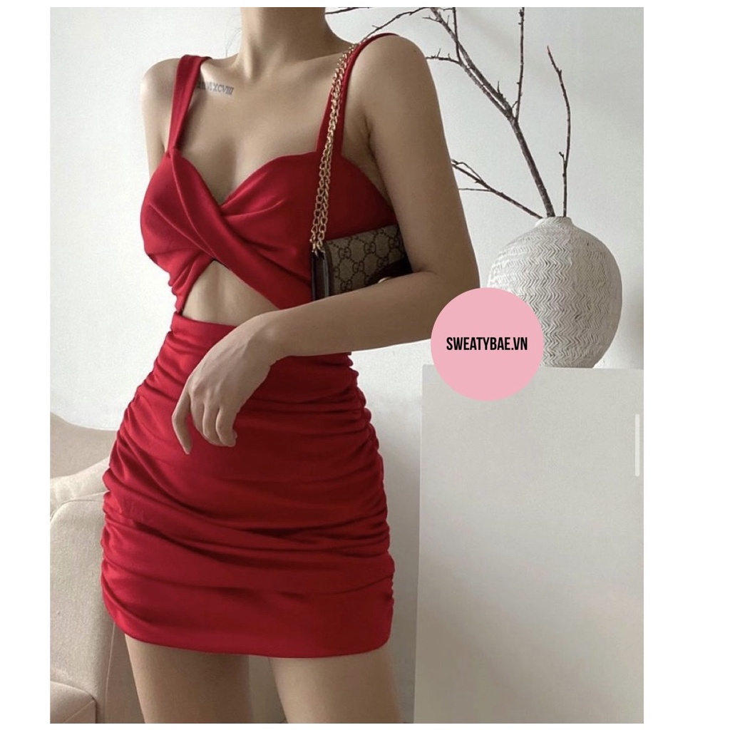 H4 Đầm body 2 dây xoắn ngực siêu sexy Váy nữ dự tiệc body ngắn | BigBuy360 - bigbuy360.vn