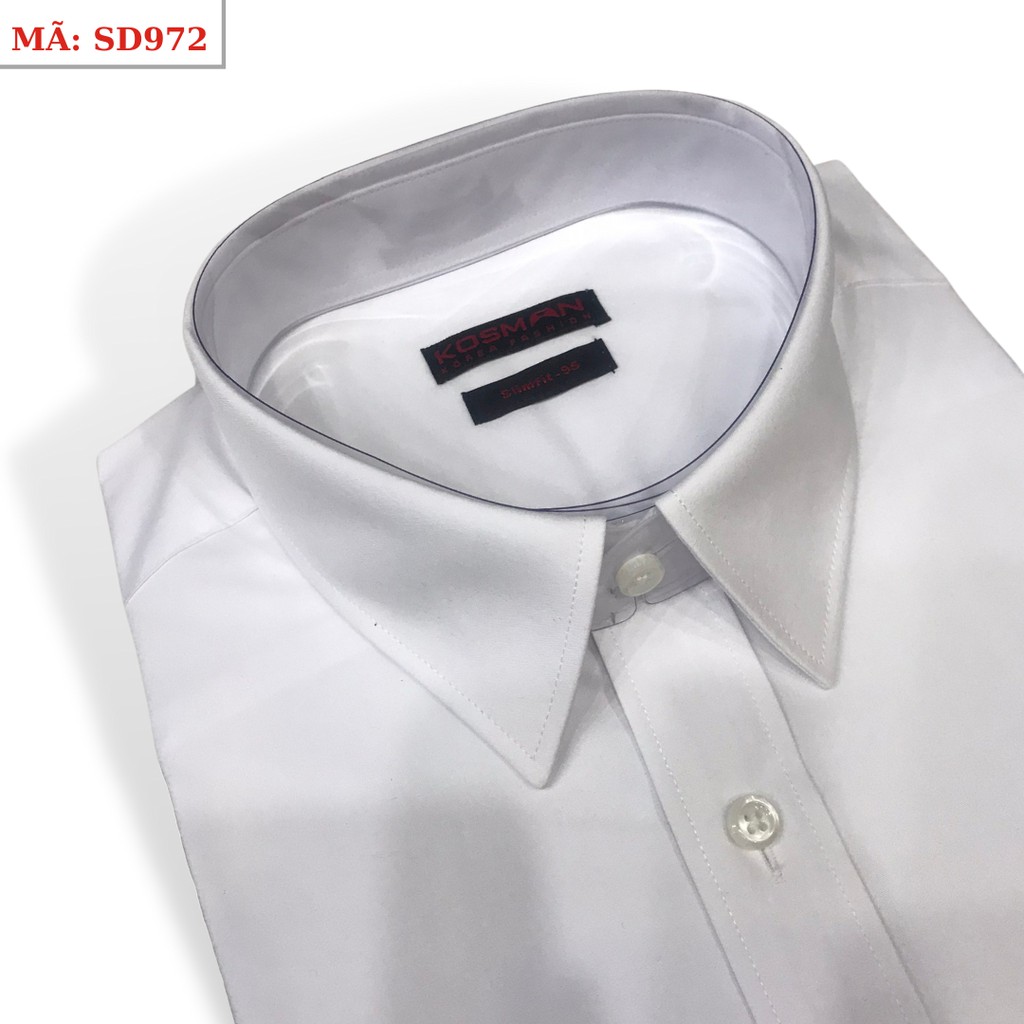 Áo Sơ Mi Nam Dài Tay KOSMAN Màu Trắng , Vải Sợi Sồi, Không Nhăn, Thấm Hút Mồ Hôi Tốt - SD972 | BigBuy360 - bigbuy360.vn