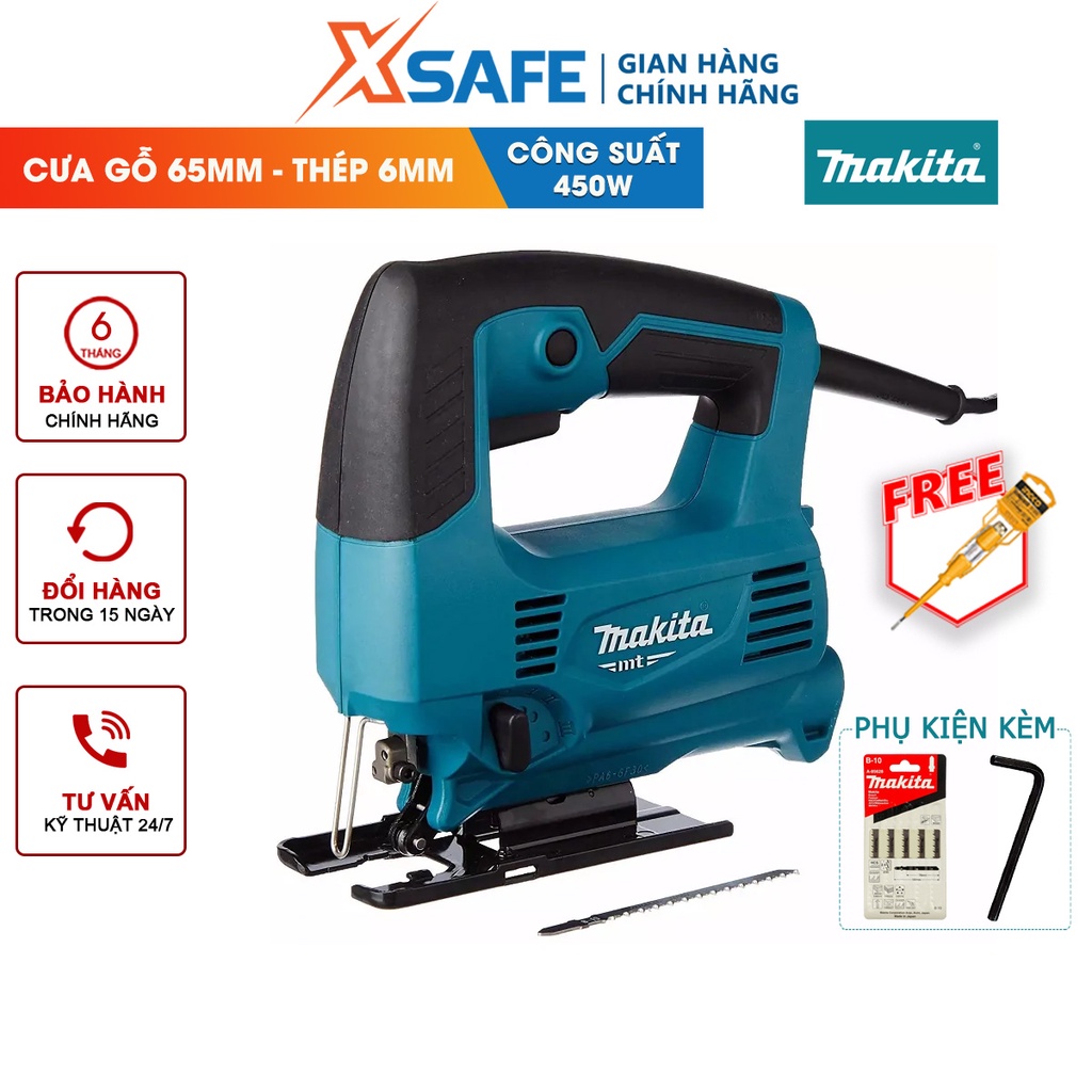 Máy cưa lọng cầm tay MAKITA M4301B 450W cần gạt 3 quỹ đạo và cắt thẳng, tay cầm công với báng mềm - chính hãng - xsafe