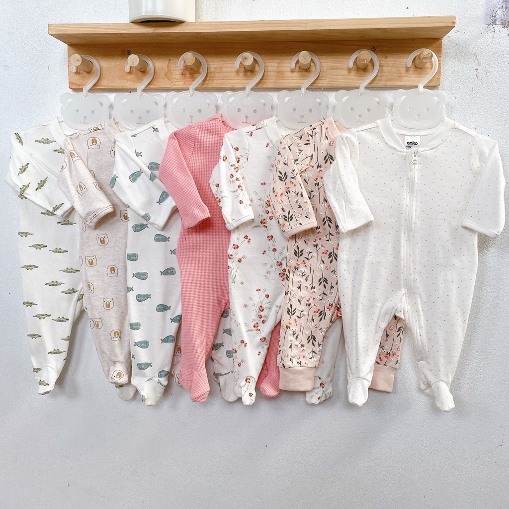 Sleepsuit cho bé bé trai sơ sinh bé gái cotton xuất dư Buxado 3 - 5Kg
