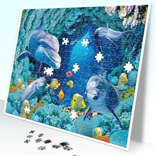 Tranh xếp hinh trí tuệ tia sáng jigsaw puzzle 475 mảnh - cá heo - msp: 475-048