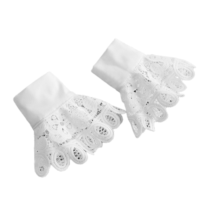 Bộ 2 Cổ Áo Ren Rỗng Lớn Kèm Ống Tay Giả Thời Trang Cho Nữ