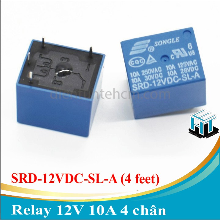 Relay 12V 10A 4 chân SRD-12VDC-SL-A hàng chuẩn SONGLE