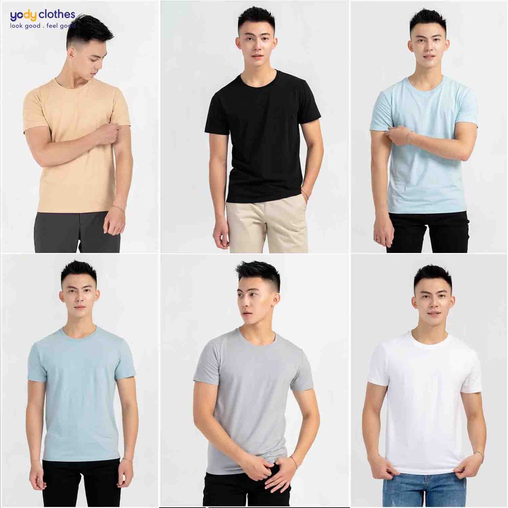 Áo thun nam trơn YODY cổ tròn chất liệu cotton mềm mịn co dãn PPM4253 | BigBuy360 - bigbuy360.vn