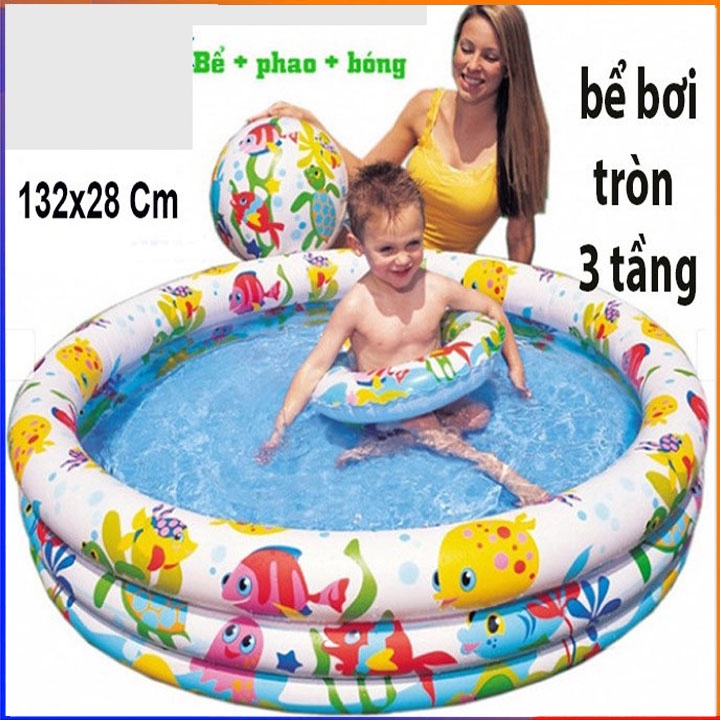 Bê bơi tròn 3 tầng tặng kèm bóng cho bé