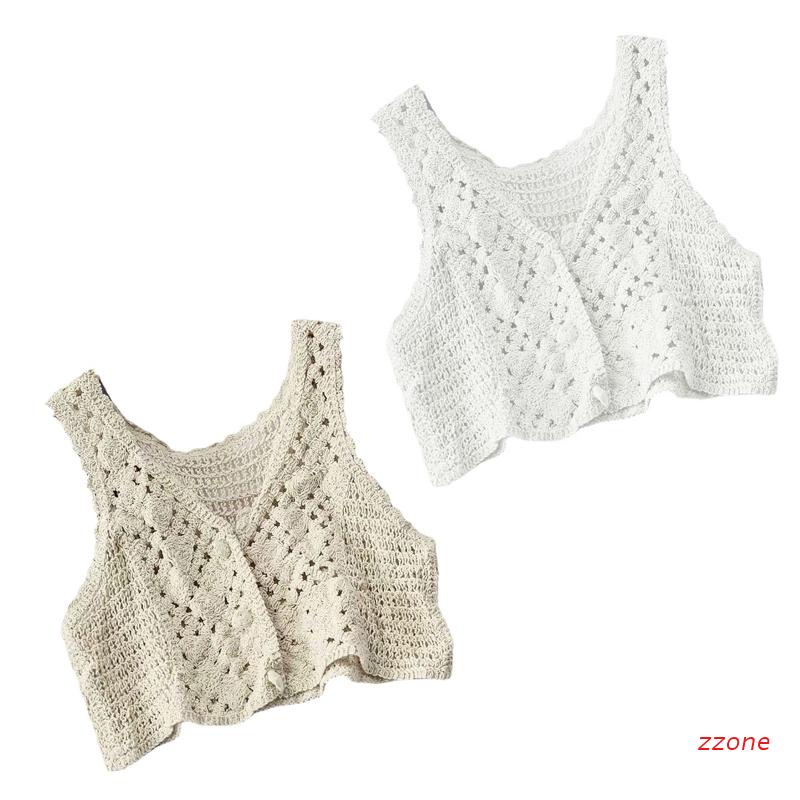 Áo Crop Top Dệt Kim Không Tay Phong Cách Retro Thời Trang Mùa Hè Cá Tính