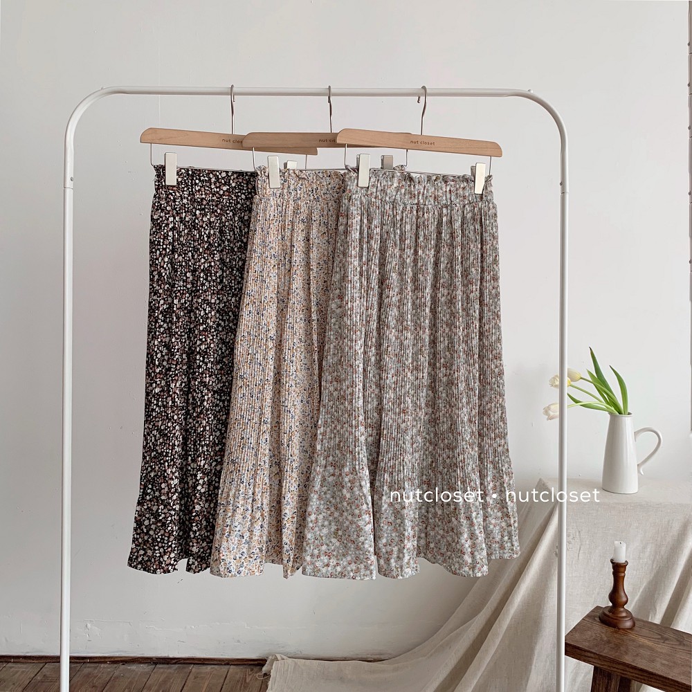 [Mã WASKT304 giảm 15% tối đa 30K đơn 99K] Chân váy xếp li cạp chun in hoa nhí_CV0019 | BigBuy360 - bigbuy360.vn