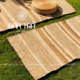 Thảm cói trơn, thảm cói se lục bình chữ nhật , tấm lót sàn vintage boho, đan trà decor, nội thất mây tre đan