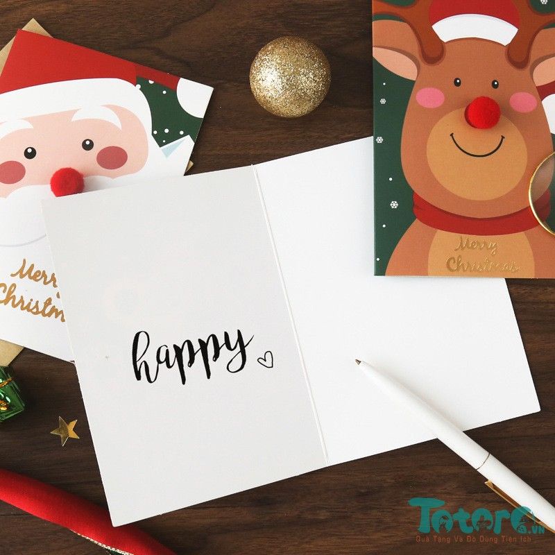 Thiệp kèm phong bì Merry Chirstmas Giáng Sinh Noel Ấm Áp