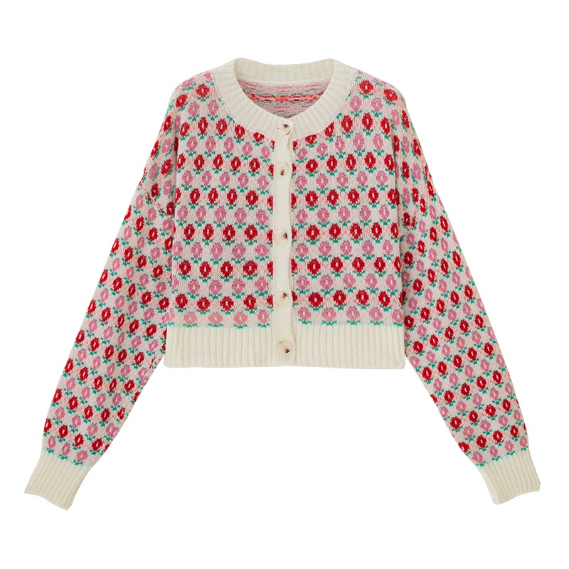 SUXI Áo Khoác Cardigan Cổ Tròn Tay Dài In Họa Tiết Hoa Thời Trang Mùa Thu Mới Cho Nữ