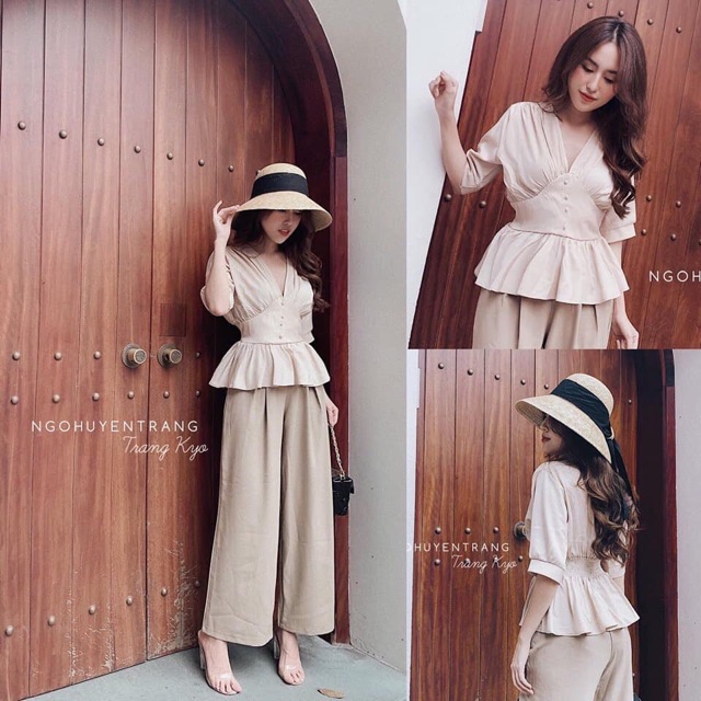 Set áo peplum và quần ống xuông( có video thật) | BigBuy360 - bigbuy360.vn