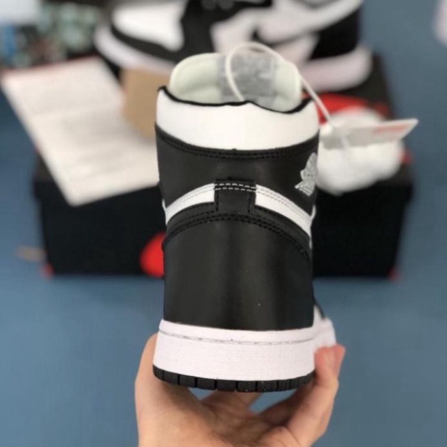 Giày Thể Thao Jordan 1 High Đen Trắng Panda, Sneaker Nam Nữ JD1 Fullbox Da Nhăn