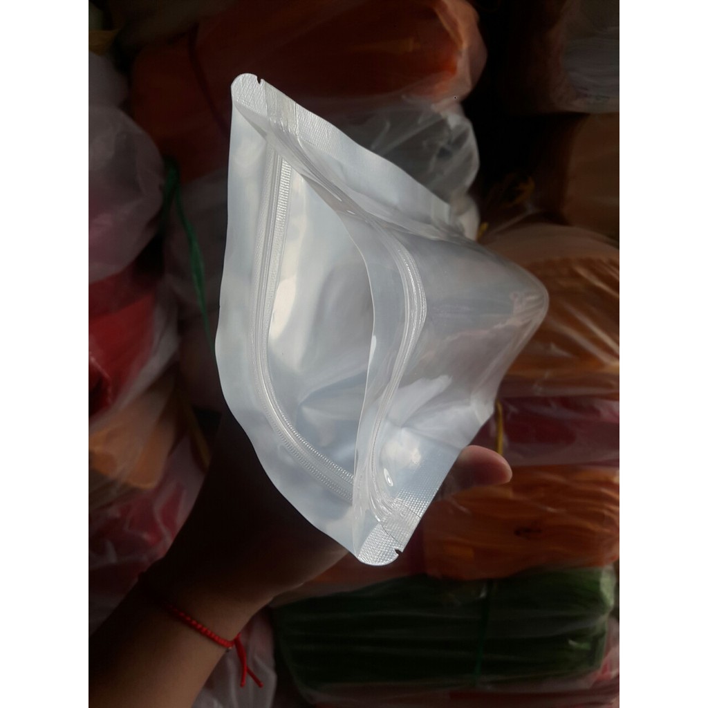 1kg túi zipper 1 mặt bạc đáy đứng (Hàng dày đẹp- có sẵn)