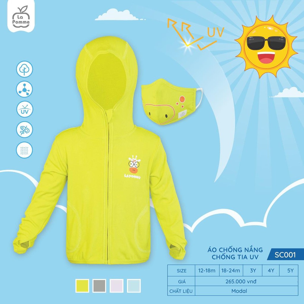 Set bộ áo và khẩu trang trẻ em chống nắng chống tia UV dành cho bé gái bé trai La Pomme - SC001