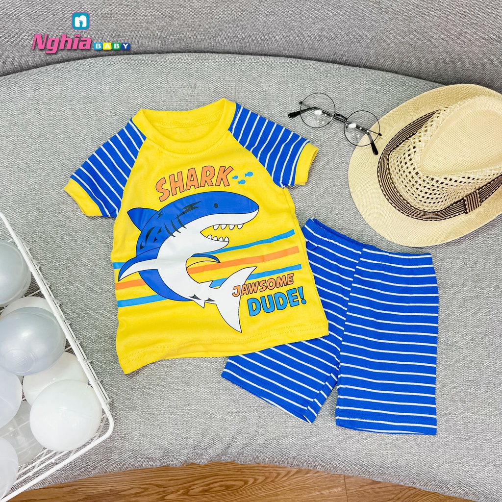 Bộ lửng đùi cotton borip NGHĨA BABY cho bé trai vải xuất xịn mịn mát phù hợp đi chơi, đi học, mặc nhà đẹp