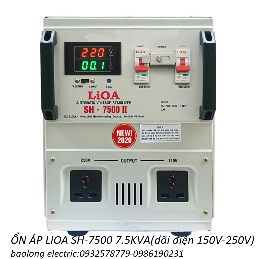 Ổn áp lioa 7,5KVA SH-7500 dãi điện 150V-250V