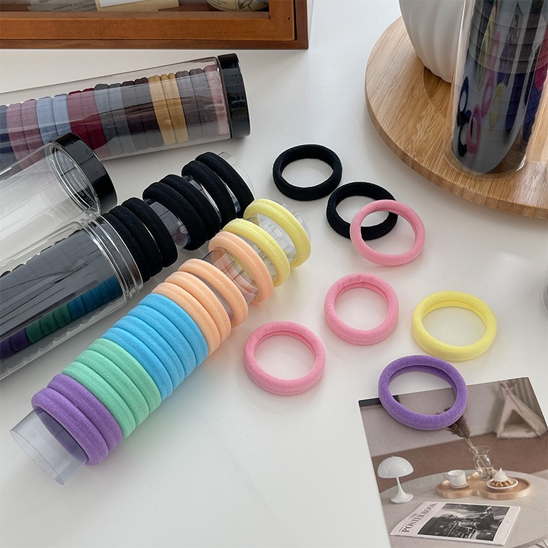 Set 24 Dây Buộc Tóc Cao Su Dày Co Giãn Phong Cách Hàn Quốc Đơn Giản