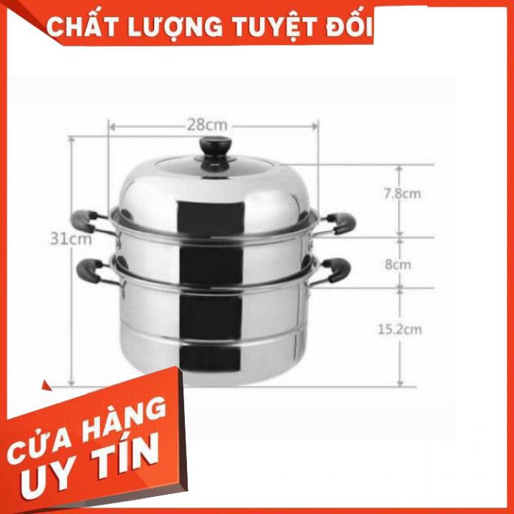 Nồi hấp inox 3  tầng hiện đại kích thước lớn, có thể sử dụng trên mọi loại bếp . [HÀNG LOẠI 1]