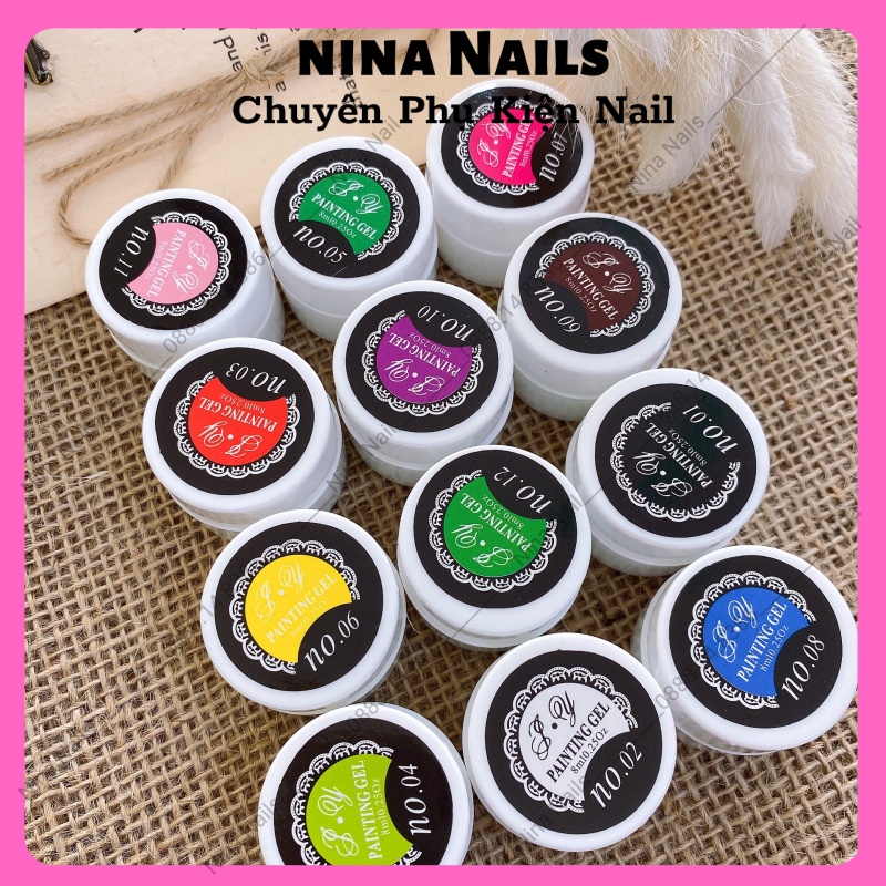 Set Gel Vẽ Nail , Vẽ Móng 12 Màu Siêu Đặc