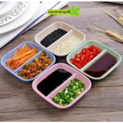Đĩa đựng gia vị lúa mạch 2 ngăn