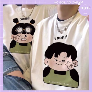 Áo thun cặp đôi chất cotton, form rộng siêu đẹp, Áo phông cặp đôi Unisex Nam Nữ