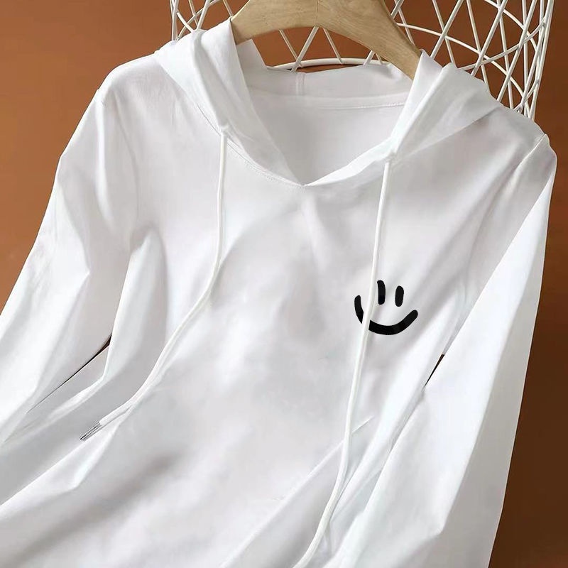 Áo thun nữ tay dài có nón chất liệu cotton thời trang Hàn Quốc