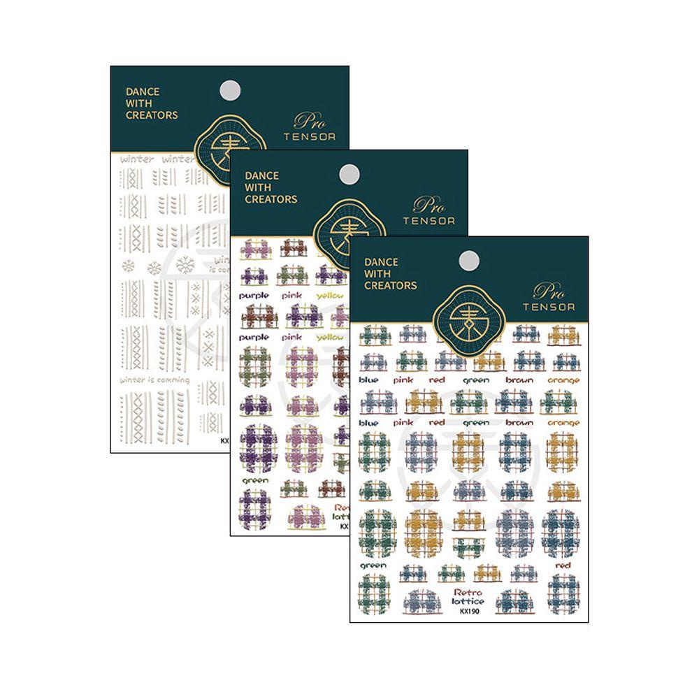 Miếng Dán Móng Tay Họa Tiết Caro / Chữ Tiếng Anh / Tuyết Thời Trang DIY