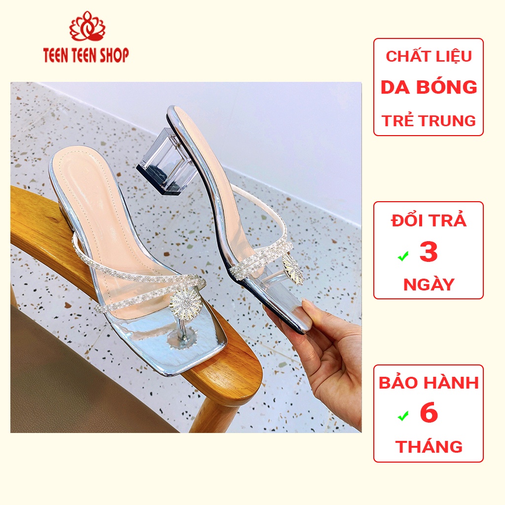 Sandal nữ cao gót 5 phân đính đá toàn bộ dây đeo, giầy cao gót nữ 5 phân cực chất và lạ, SD005, Teen Teen Shop.