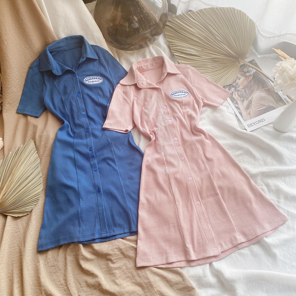 Đầm cổ bẻ phối nút logo | BigBuy360 - bigbuy360.vn