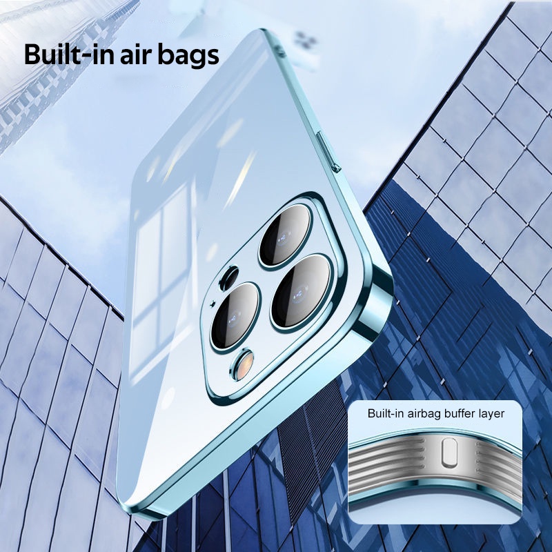 Ốp Điện Thoại Silicon Trong Suốt Chống Sốc Bảo Vệ Ống Kính Sang Trọng Cho IPhone 11 12 13 Pro Max