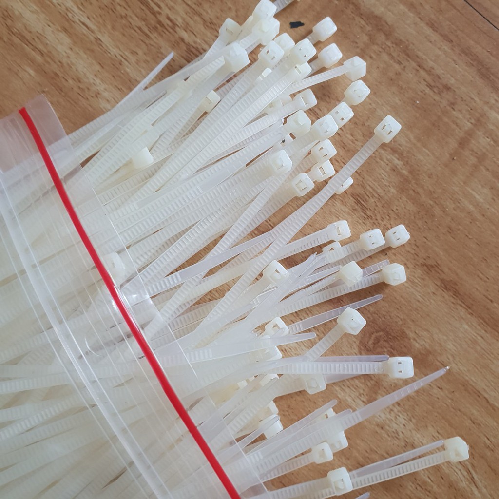 Túi 150 dây gút bằng nhựa 15cm màu trắng đục