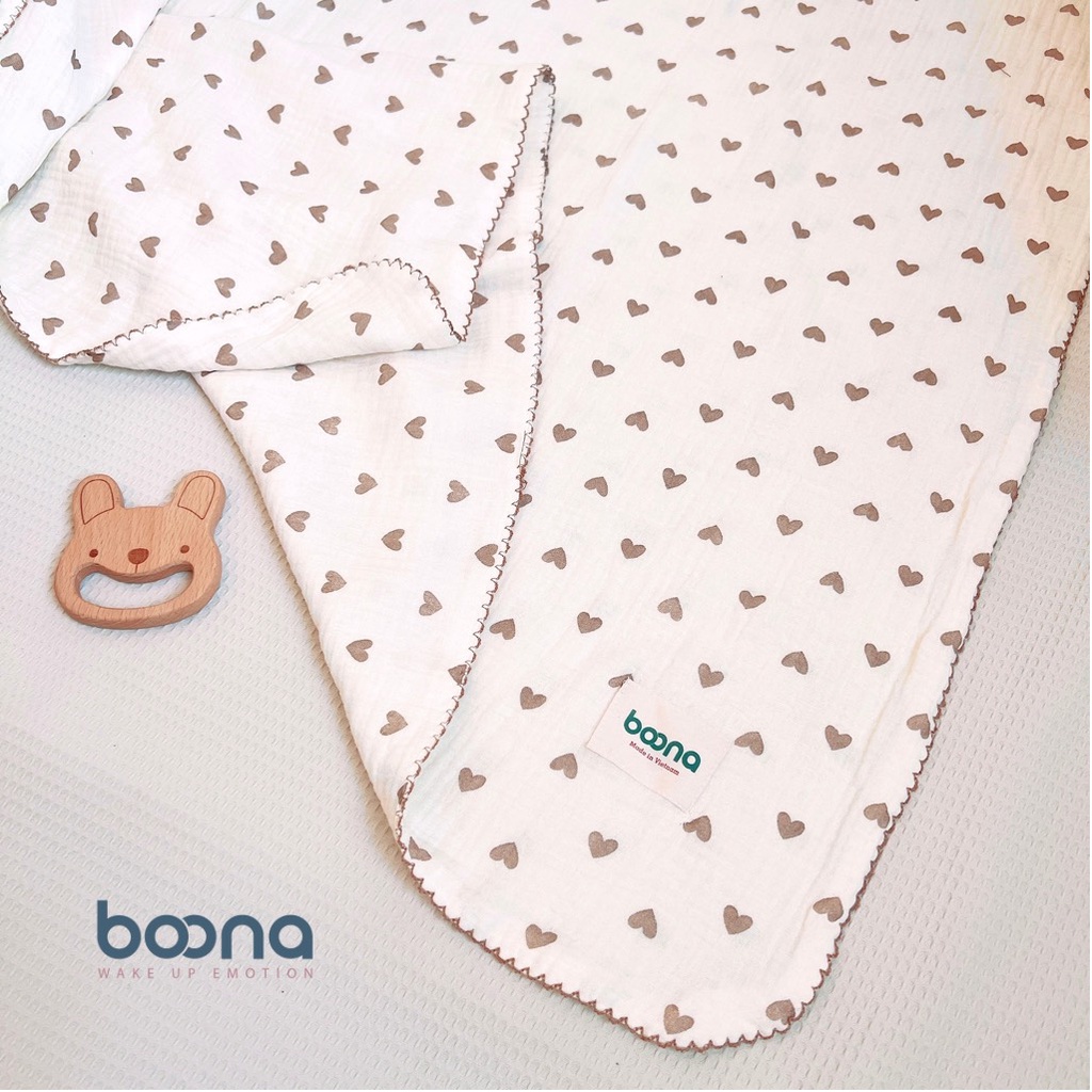 Khăn tắm xô Muslin 4 lớp Boona chính hãng, cao cấp, siêu nhẹ thoáng khí cho bé KT 70x90cm
