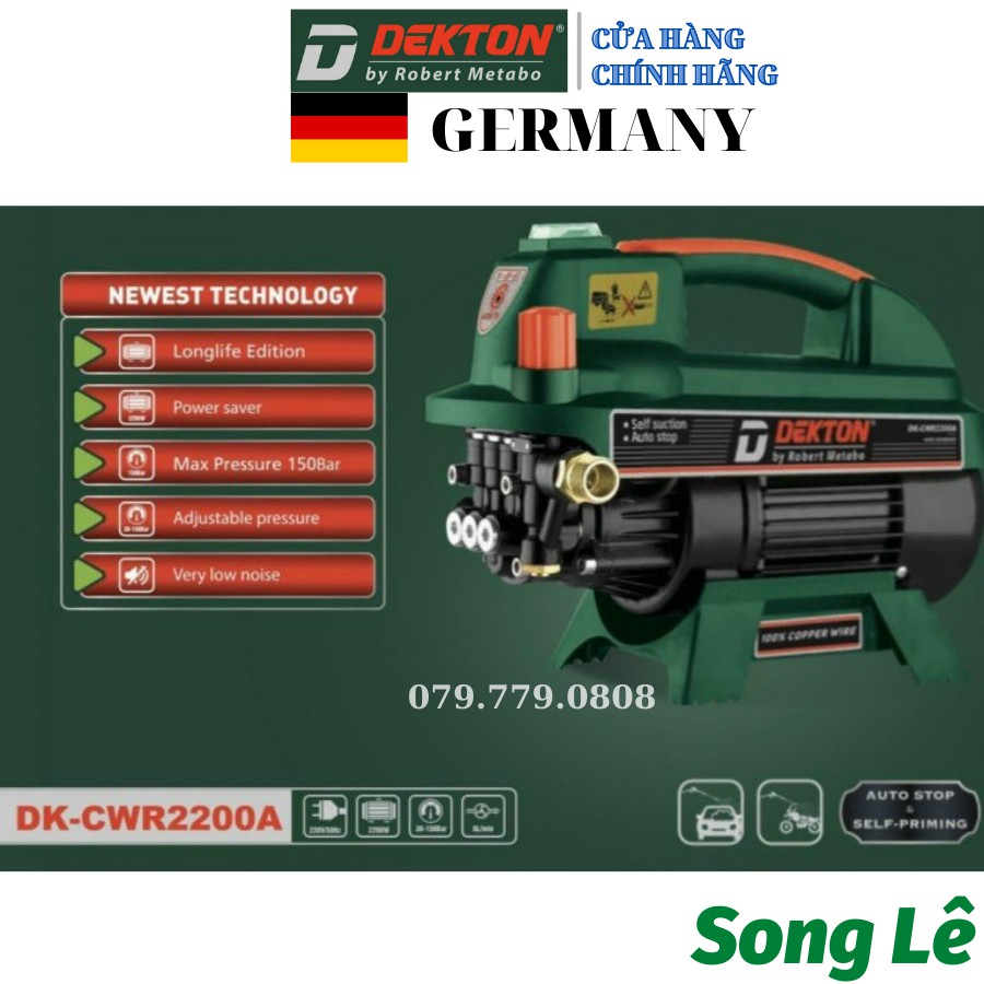 Máy Rửa Xe Dekton DK CWR2200A - 2200W - Chỉnh Áp - Hàng của Đức