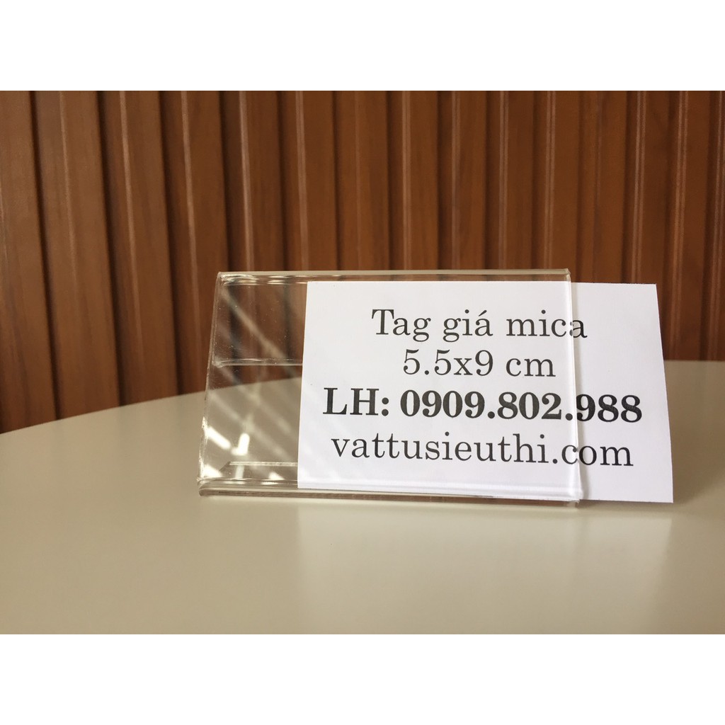 Menu mica nhỏ 5.5x9cm, menu mica mini, tag giá mica