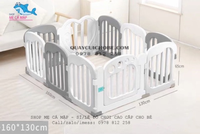 Quây Cũi Nhựa Bambi Kids Trắng Ghi Cao Cấp, Cũi Nhựa HDPE Không Mùi An Toàn Tuyệt Đối Cho Bé