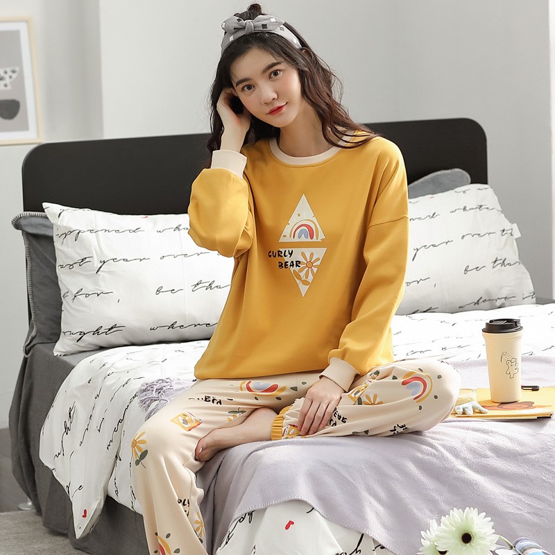 Đồ Ngủ Thun Cotton Chất Đẹp Mặc Nhà Thu Đông Dáng Rộng Đủ Size