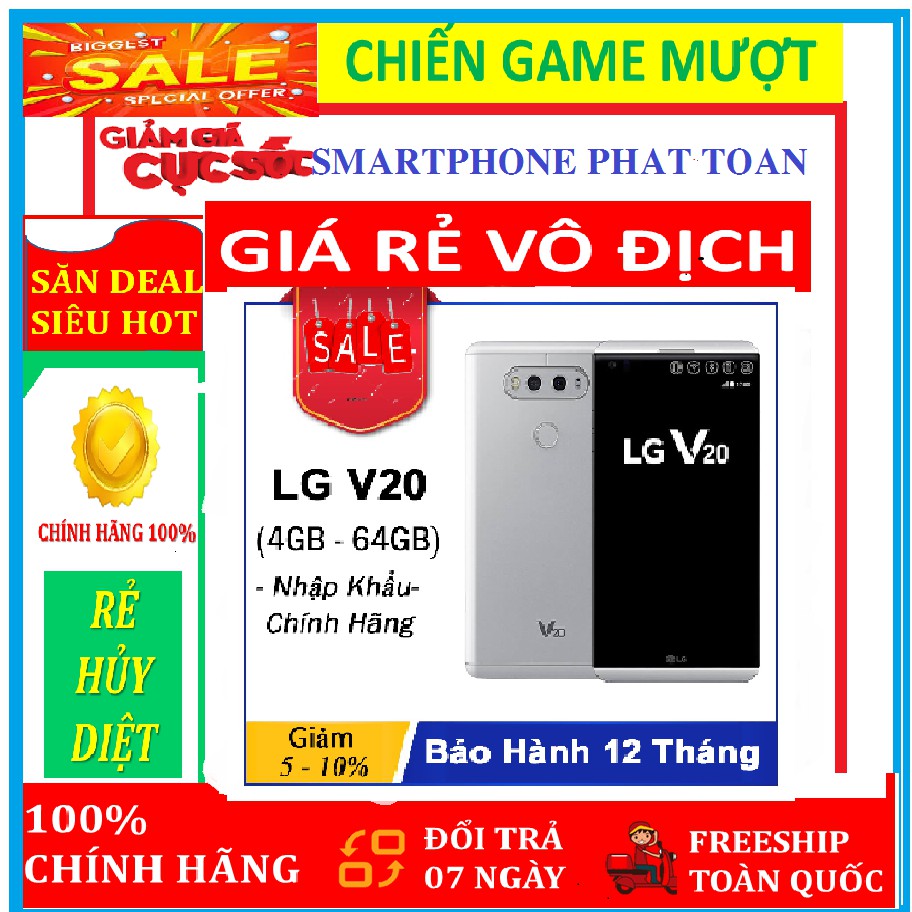 điện thoại LG V20 64G ram4g 64g mới, Chơi Liên Quân mướt ( MÀU XÁM )