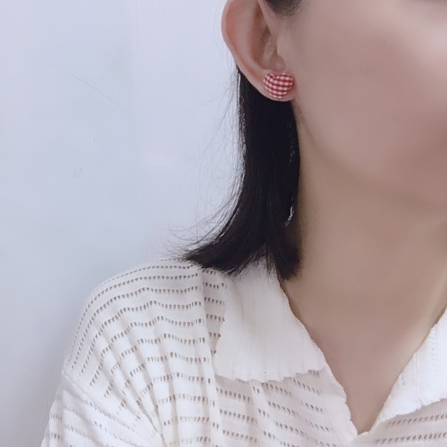 BÔNG TAI CÚC BỌC VẢI ẢNH VINTAGE THẬT