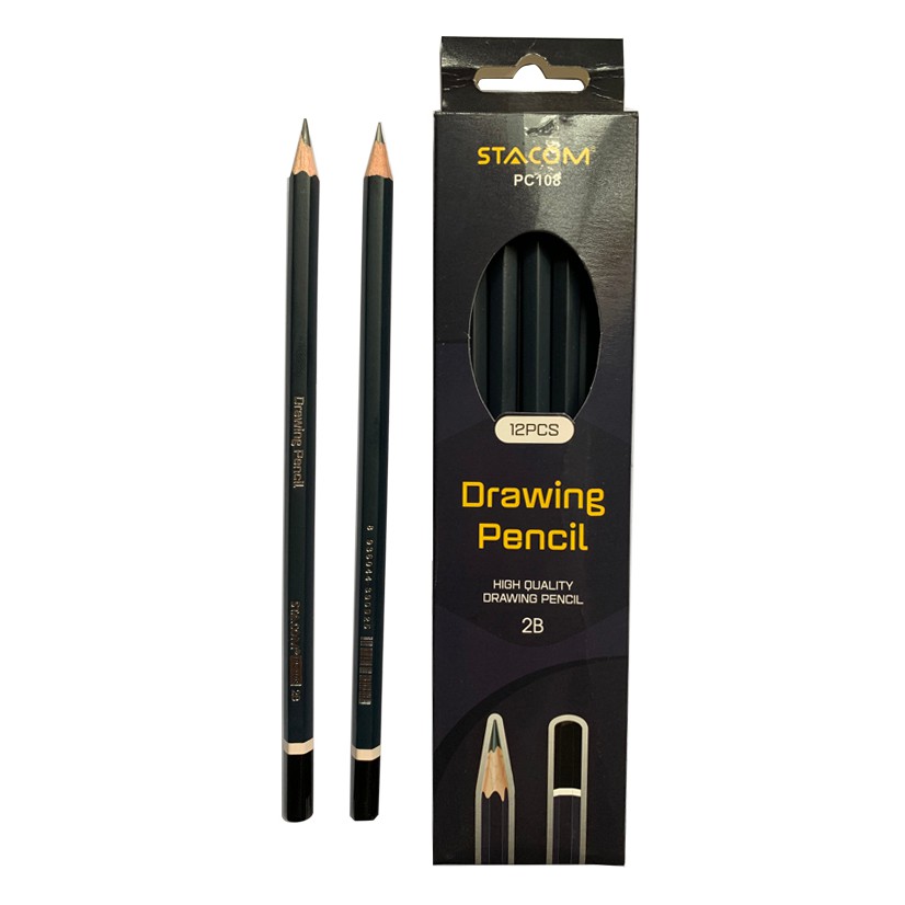 Bút chì gỗ Stacom thân đen 2B PC108