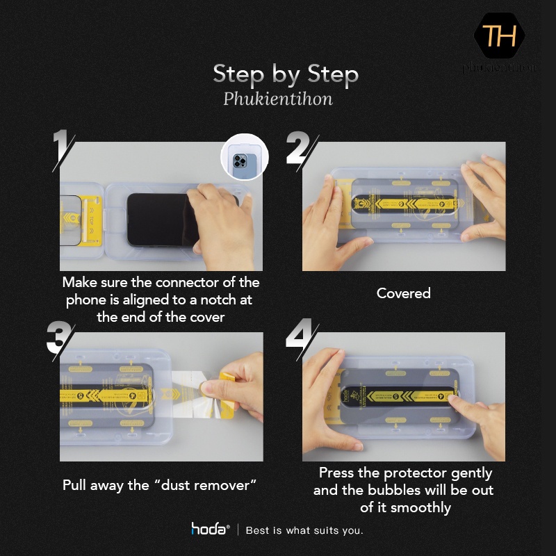 Dán Cường Lực iPhone 15 Pro Max/ 15 Pro/ 14 Pro Max/ 14  Pro HODA 2.5D Full Kèm Khung Dán Trong Suốt - Hàng Chính Hãng