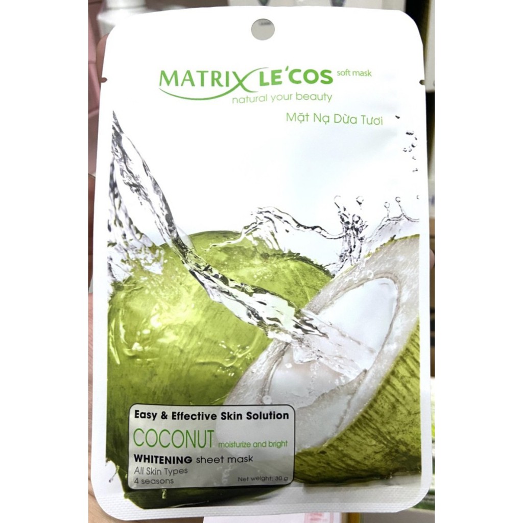 Mặt nạ dưỡng da tinh chất dừa tươi Matrix Lecos 30g