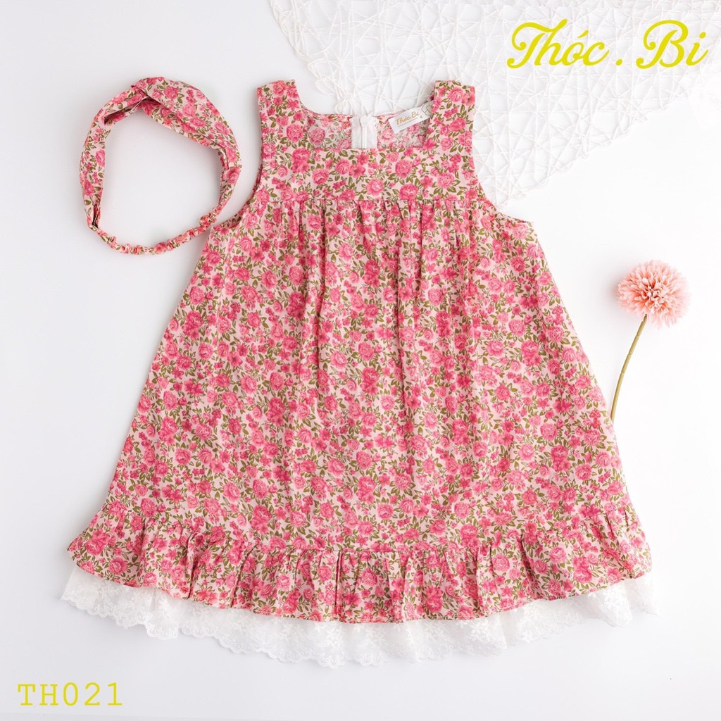 Váy hoa xinh cho bé thiết kế của Thóc Bi có size chị em
