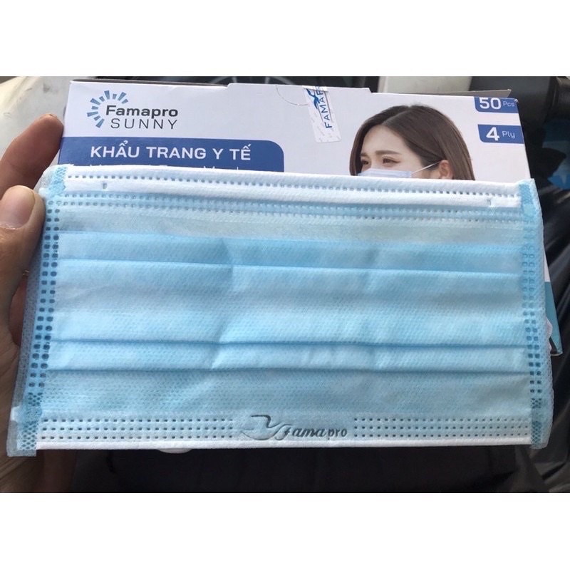 Khẩu trang y tế 4 lớp kháng khuẩn Famapro Sunny hộp 50 cái - Chính hãng công ty Nam Anh