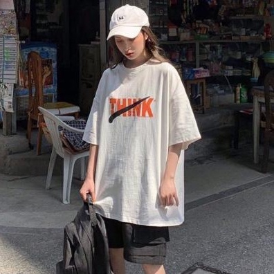 Áo thun Think suông onesize unisex - Phông cổ tròn in chữ nhiều màu tay lỡ dáng rộng nam nữ