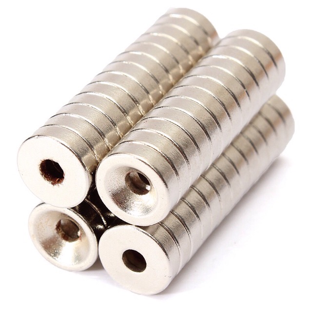 Nam chân viên 10x3 lỗ 3mm, nam châm câu cá nhựa