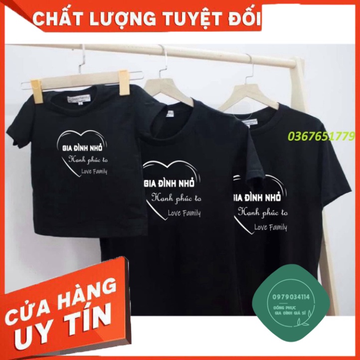 Áo thun giá sỉ Áo thun cotton nam nữ, áo gia đình in GIA ĐÌNH NHỎ HẠNH PHÚC TO dày dặn, co giãn tốt