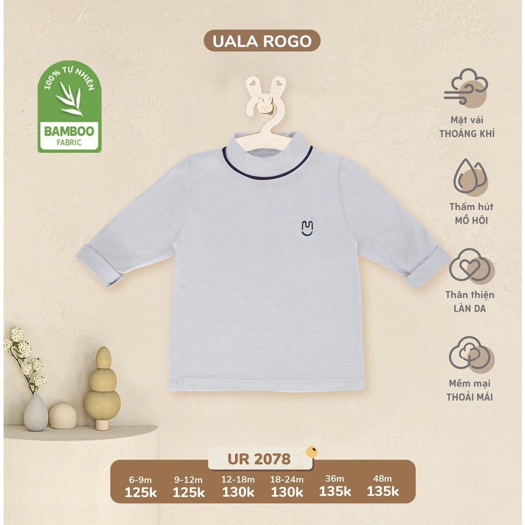 Áo Uala Rogo giữ nhiệt Bamboo cao cấp mềm mịn thấm hút tốt dài tay cổ 3 phân in ngôi sao cho bé trai bé gái 2010 2078