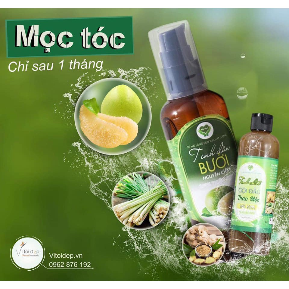 [HẾT RỤNG TÓC CHỈ SAU 2 TUẦN SỬ DỤNG] - Bộ đôi TINH DẦU BƯỞI + DẦU GỘI THẢO MỘC MẸ KEN