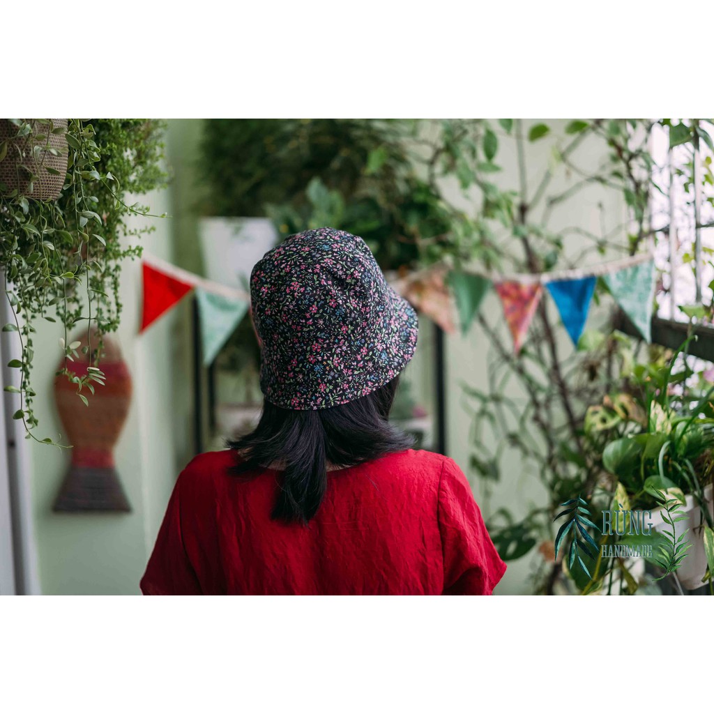 Mũ vải bucket handmade đội được 2 mặt